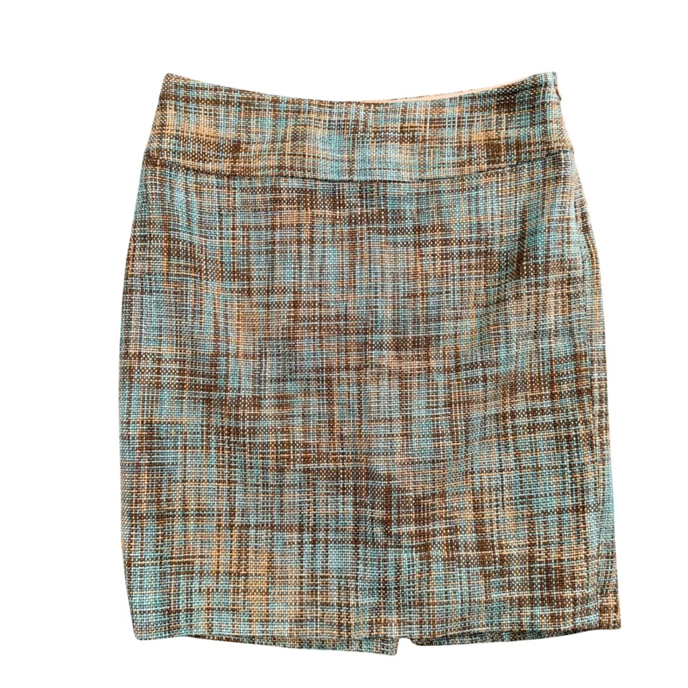 VTG Tweed Plaid Pencil Skirt 4 90s Academia‎ Corporate Career Core Minimalist